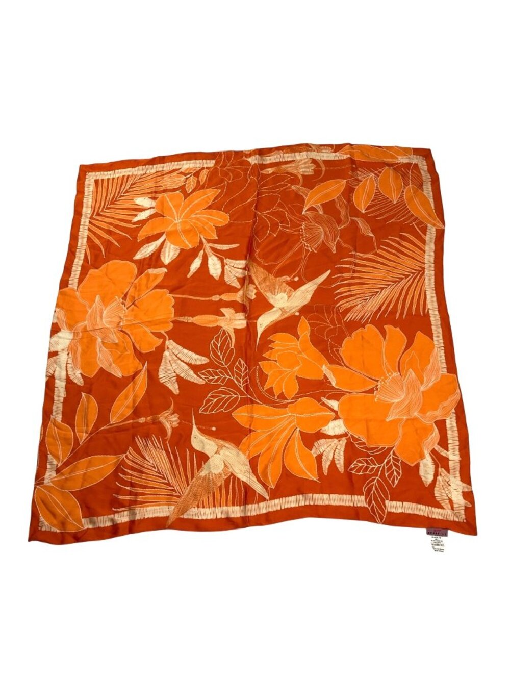 Scarf Me Brazilian 100% Silk Scarf in Orange Floral